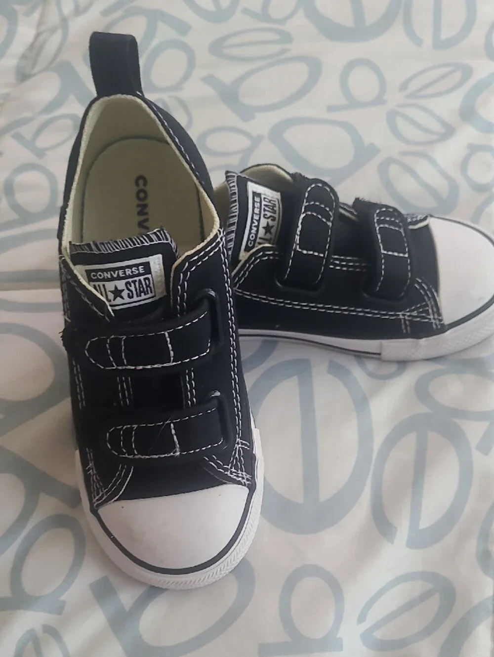 Converse Kids Black Canvas Double-Strap Sneakers